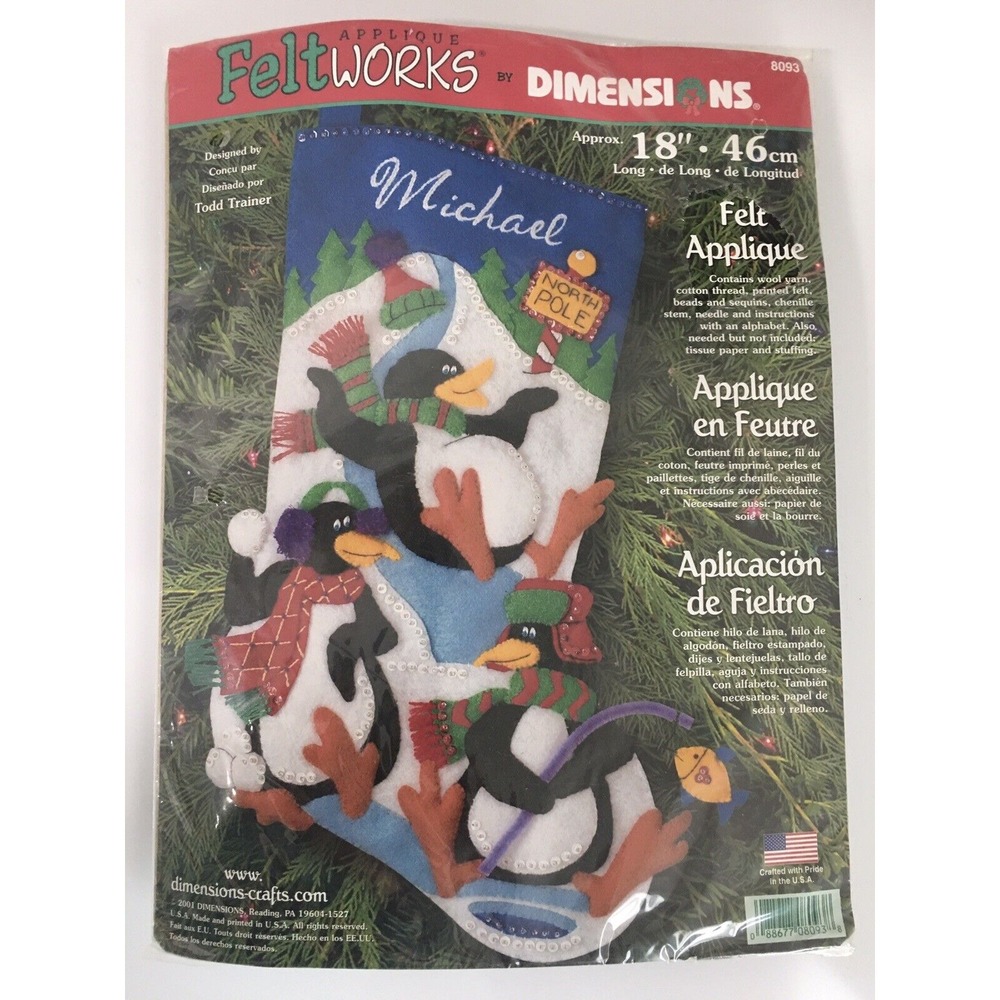 DIMENSIONS FELTWORKS North Pole Penguins CHRISTMAS STOCKING #8093 New‎